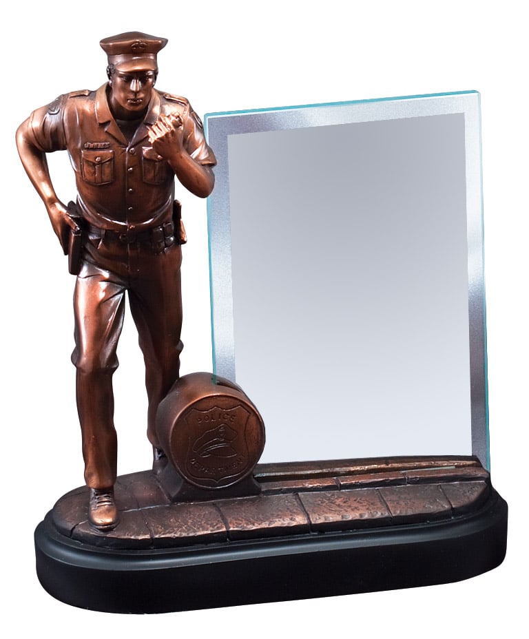 Police Statue With Glass Engraving Plate Questions & Answers