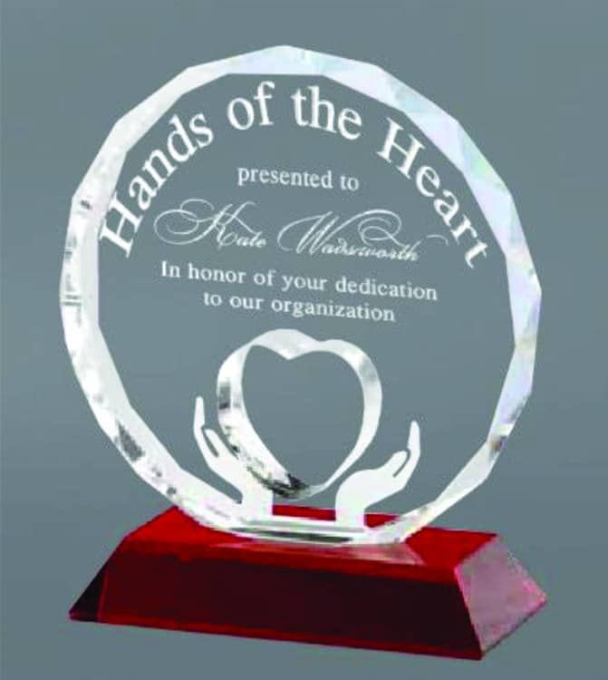 Does this award come with a blue base and a larger size?