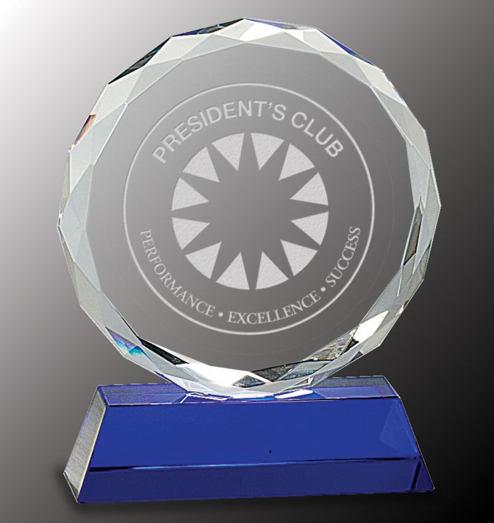 Round Crystal Award With Blue Base Questions & Answers